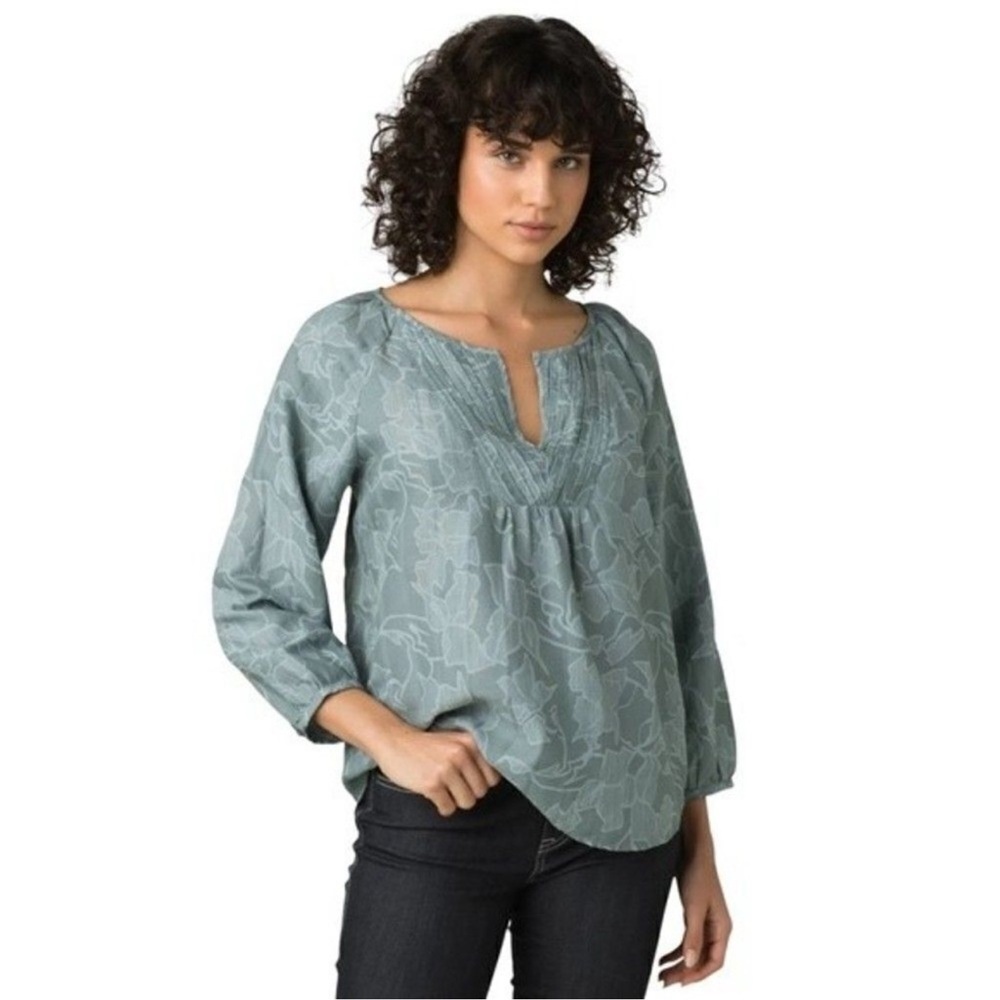 Prana Leonardo Peasant V Neck Women’s Blouse Size Large